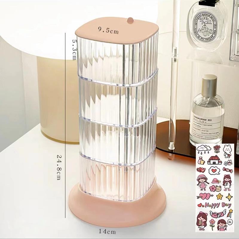 

Rotating Jewelry Box Display Stand Organizer Earrings Necklace Ring Storage Box Cotton Pad Makeup Cotton Swabs Organizer as the picture