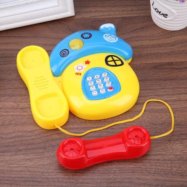 Kids Plastic Mushroom Shape Toy Telephone LED Light Flashing Music Sound Mobilephone Electronic Early Educational  Toy Phone