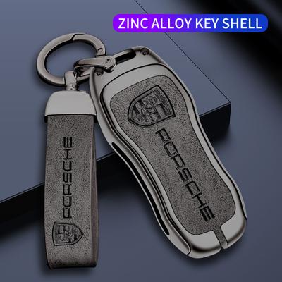 Zinc Alloy Leather Car Key Case Cover Shell Fob for Porsche 958 Macan 911 Panamera 996 991 Boxster 987 997 2019 2020 Accessories