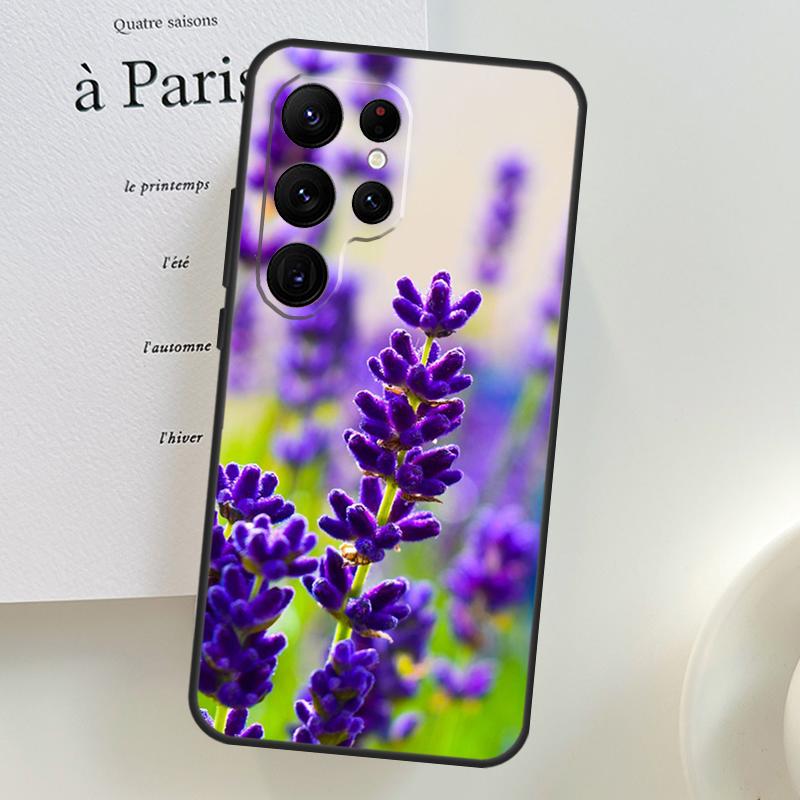 Lavender Purple Flowers Case For Samsung Galaxy S26 Ultra S25 S24 S23 S21 S22 Ultra S10 S20 Plus S25 FE Phone Cover