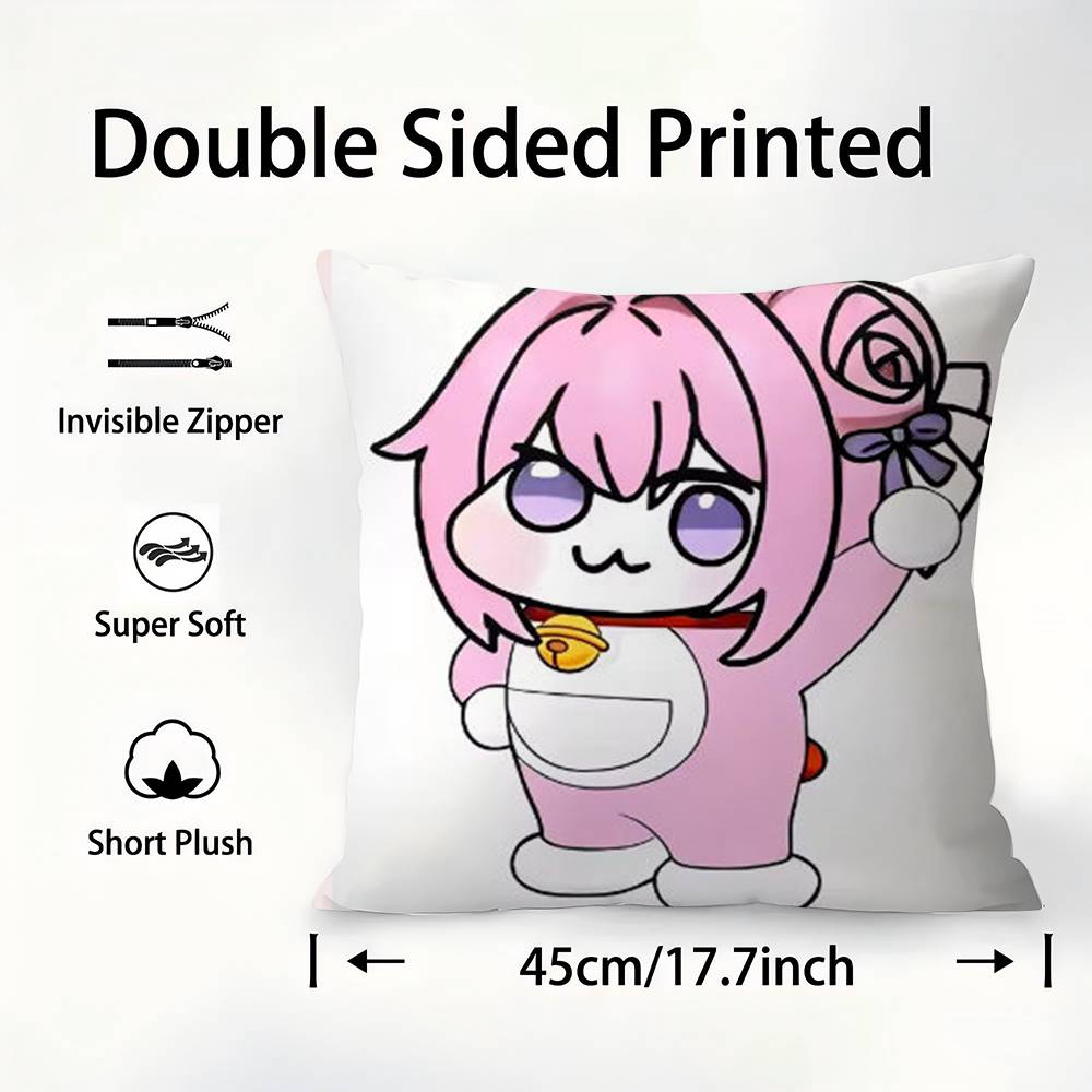 N-Nikke DORO Doll Dog Pillow Case Sofa Decorative Home Double-sided Printing Short Plush Cushion Pillow Cover Holiday Gift