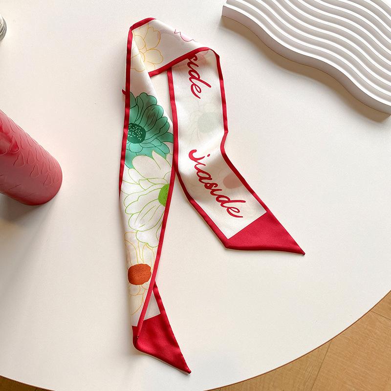 Vintage French Long Decorative Ribbon Korean Tied Hair Silk Scarf Headband Streamer Women's Spring and Autumn Braided Hair Scarf