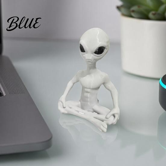 Alien Figurine 3D Printed Model Funny Yoga Zen Statue for Creative Desktop Ornament Room Meditation Space Living Office Decor Gift Sci-Fi