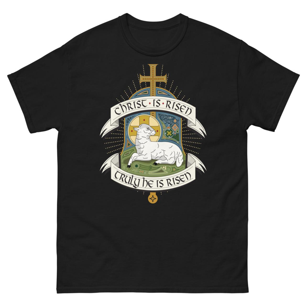 Christ is Risen Paschal Lamb T-Shirt 100% Cotton O-Neck Short Sleeve Summer Casual Mens T-shirt Streetwear - Men s Summer Cot... S разноцветный