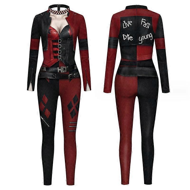 Women's 3D Mechanical Robot Skeleton Print Halloween Jumpsuit Romper Cosplay Costume