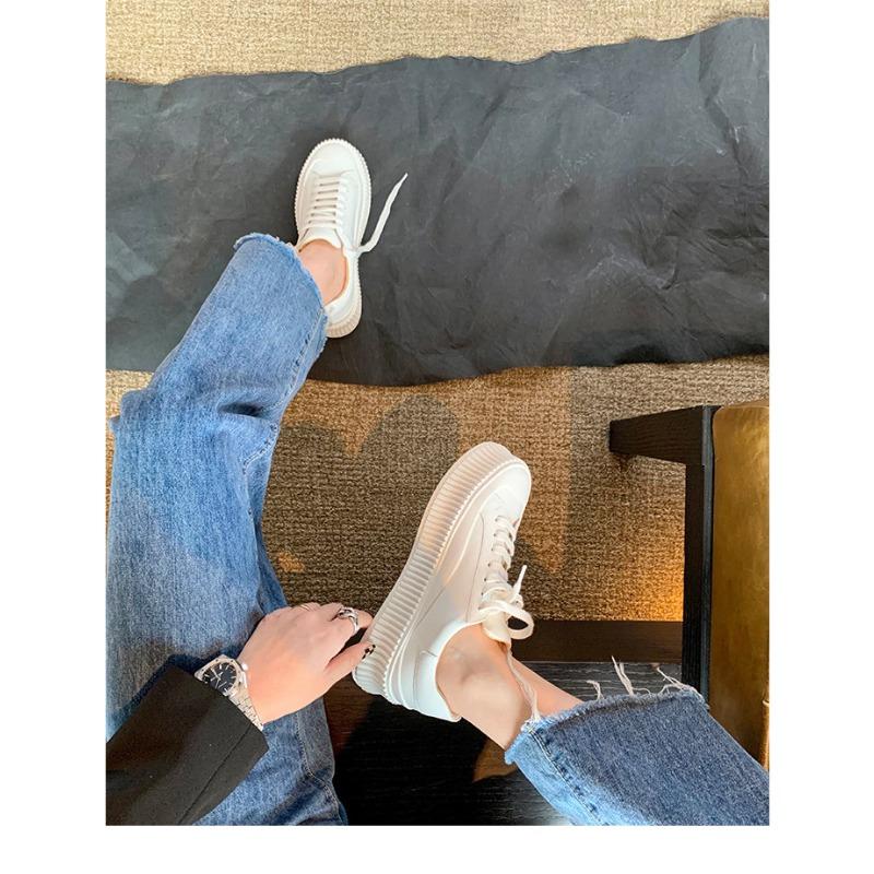 Whole cowhide~ versatile leather platform dad shoes women's tide increases casual little white shoes biscuit shoes muffin shoes board shoes