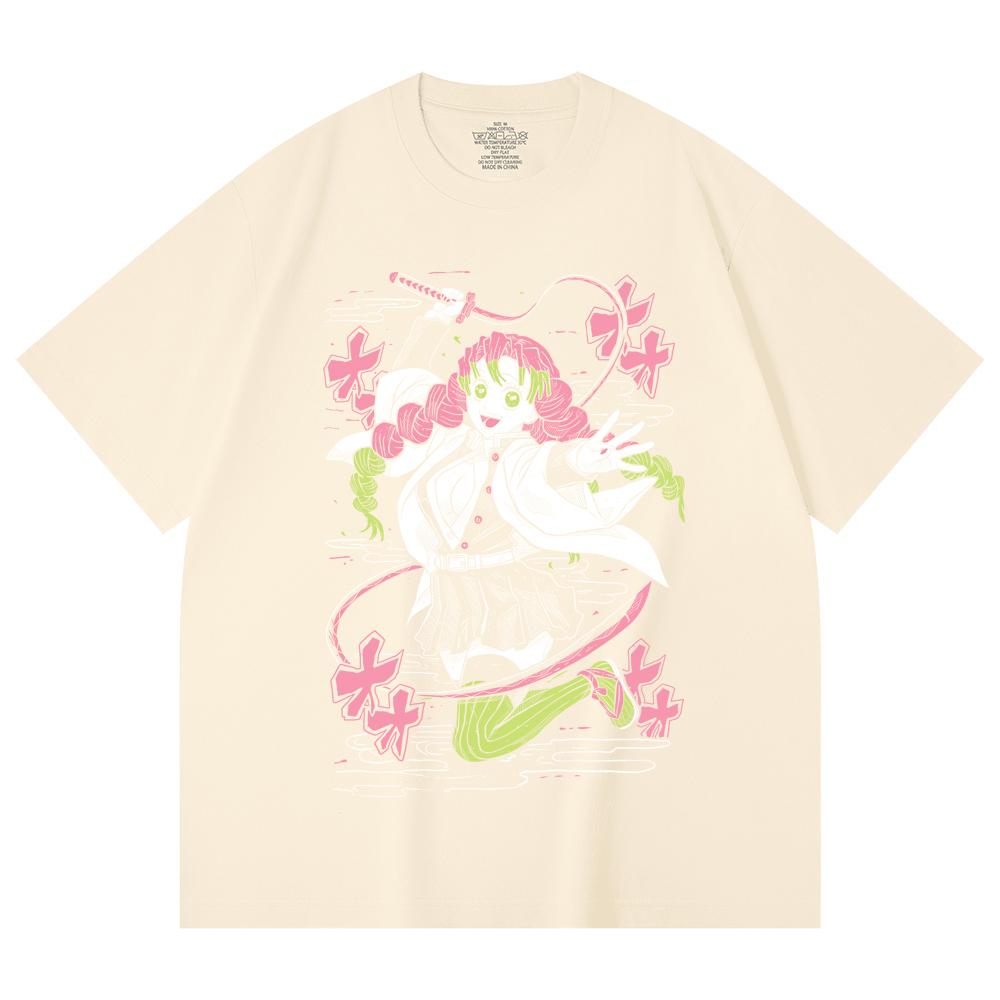 230 Gsm 100% Cotton Demon Slayer V49 Mitsuri Print Unisex Heavy Cotton T Shirt