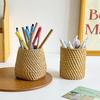 New Rattan-style Round Pen Holder, Flower Arrangement Bucket, Multi-functional Storage Basket, Makeup Brush Storage Tube Box
