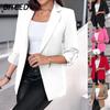 Women's Vintage Casual Solid Color Print Autumn Winter Long Sleeve POLO Neck Jacket International Designs & Coats