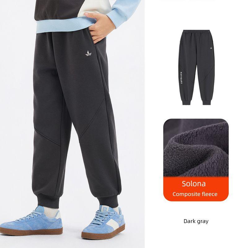Navigare Italian Children s Clothing Boys Thickened Pants 2026 New Autumn and Winter Fleece-Lined Sports Pants Sunny Winter-Dark Gray 165