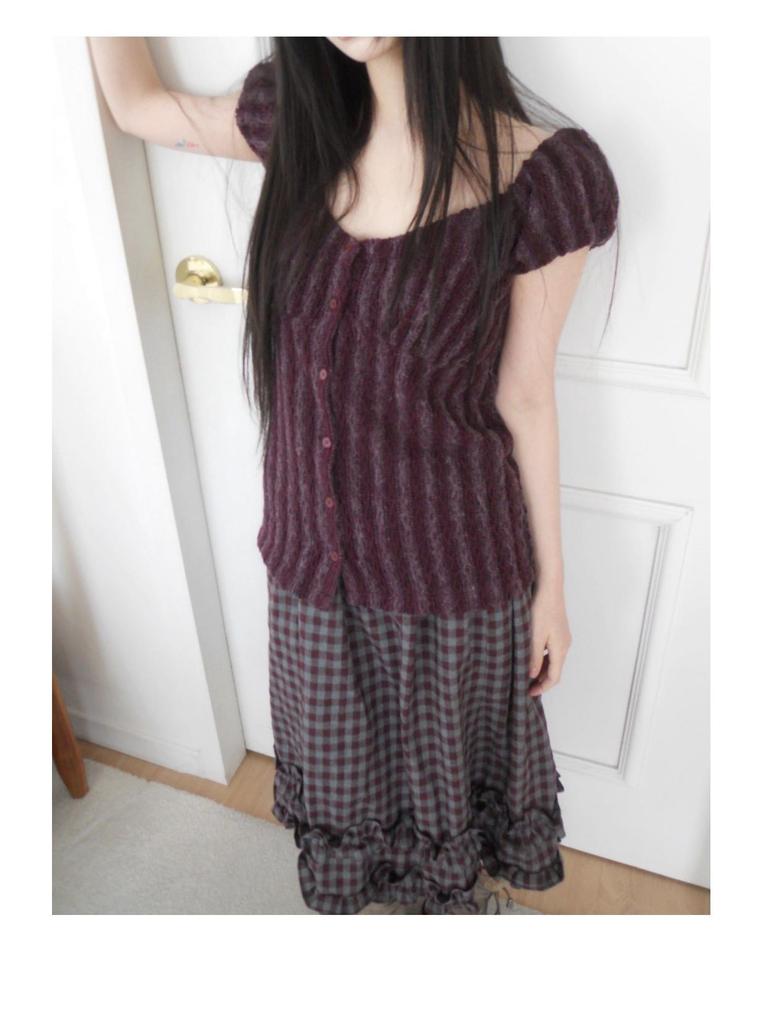 Korean Retro Plaid Ruffle Midi Skirt with Elastic Waist - Women's New Arrival