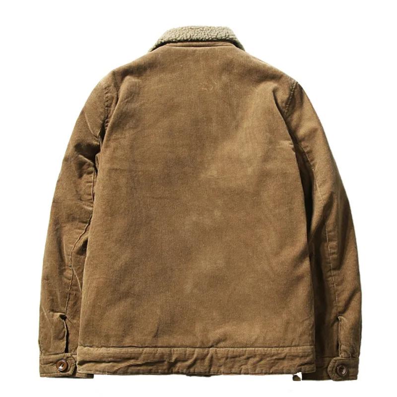 Windbreaker Autumn Cardigan Men's Retro Casual Parka Coat Men's Fur Collar Winter Jacket Button Corduroy Jacket