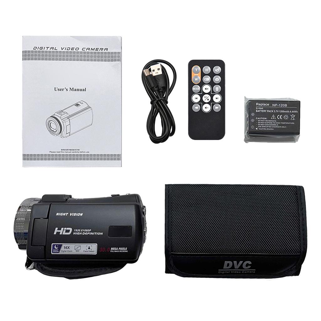 1080P Full HD 16X Digital Zoom Recording Video Camera Portable Camcorder with 3.0 Inch Rotatable LCD Screen Remote