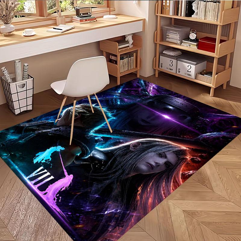 Final Fantasy Print Rug, Washable Floor Carpet, For Entryway Dorm Laundry Room Office Study, Home Decor Birthday Christmas Gift