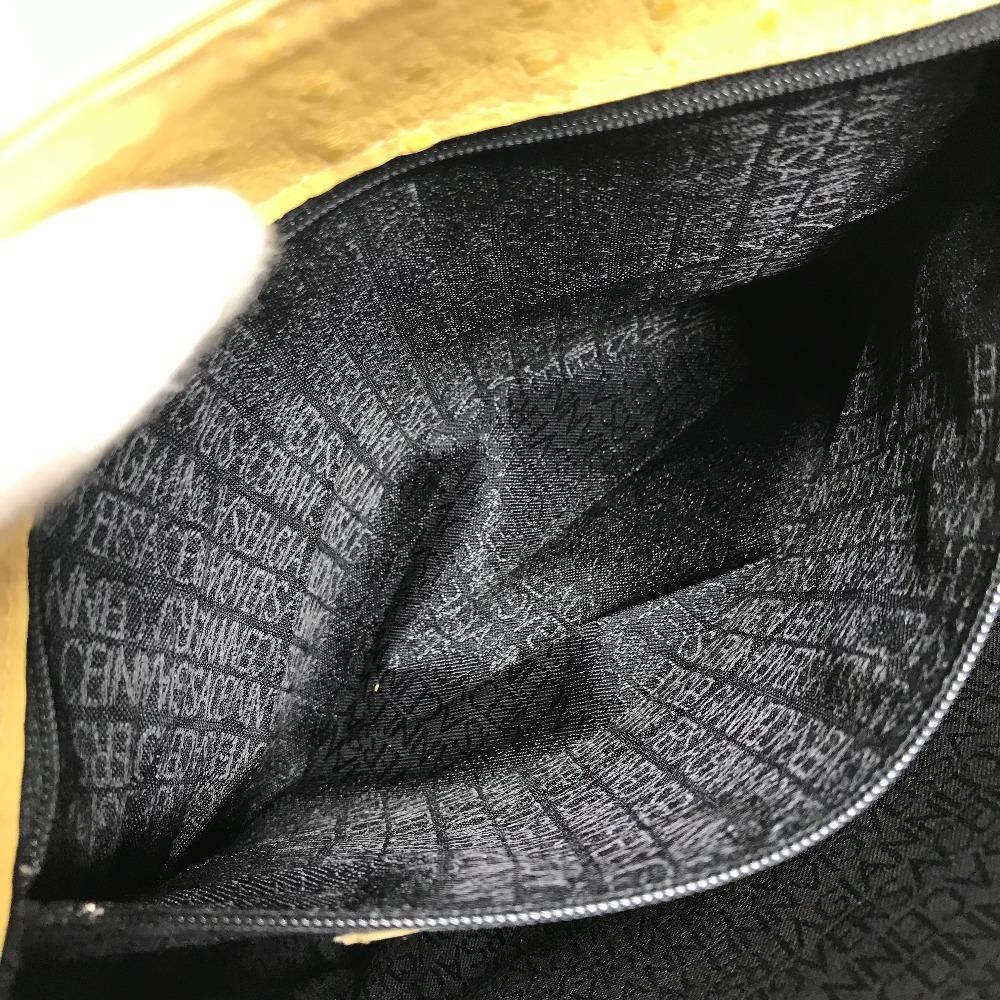 VERSACE vintage Sunburst logo Bag Tote Bag Shoulder Bag Embossed Leather yellow
