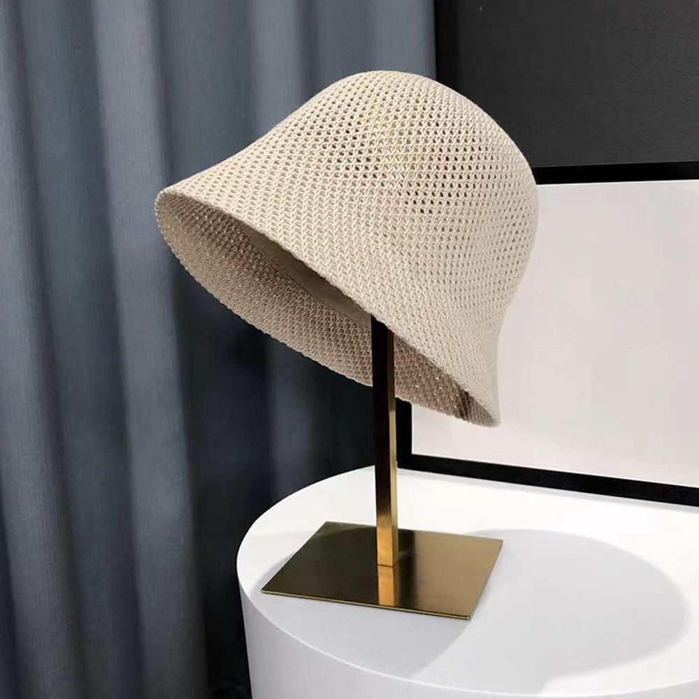 Summer Women Bucket Hat Hollow Out Breathable Sun Hat Outdoor Anti-UV Beach Panama Cap Fold Wide Brim Knitted Fishierman Cap