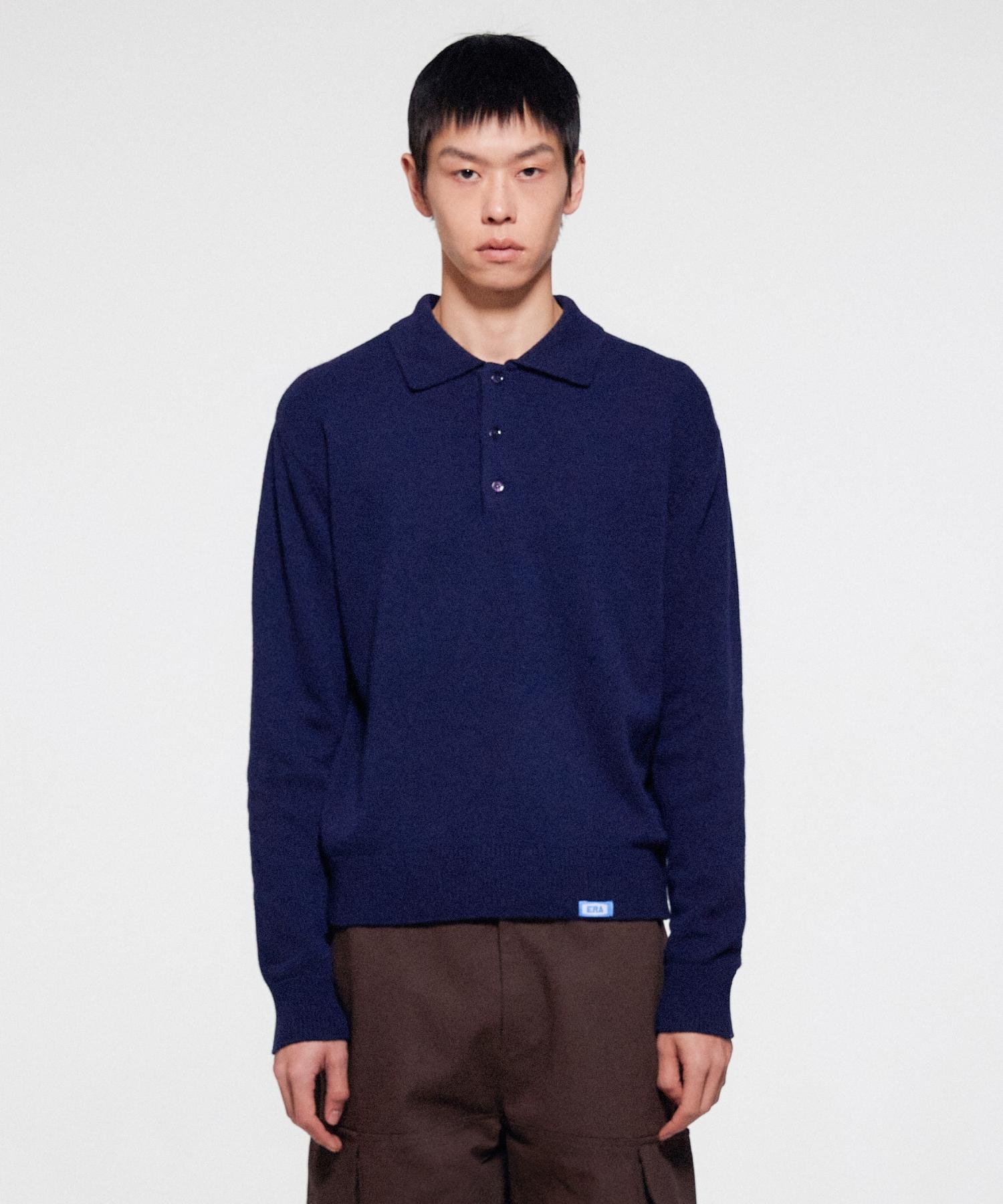 Ira Men Wool Blend Polo Sweater - Navy Navy/Os