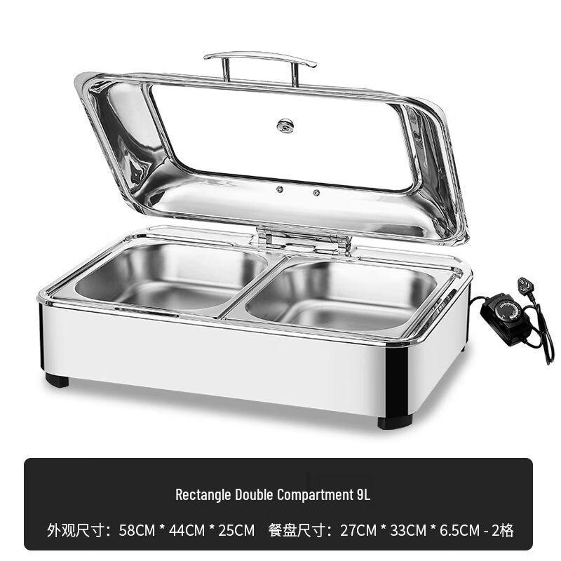 

Stainless Steel Electric Buffet Food Warmer with Hydraulic Flip Lid
