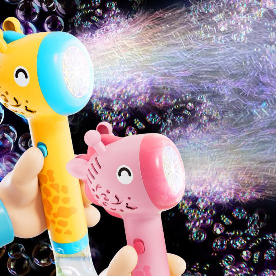 Electric Giraffe Bubble Maker Wand with Light 10 Holes Cartoon Animal