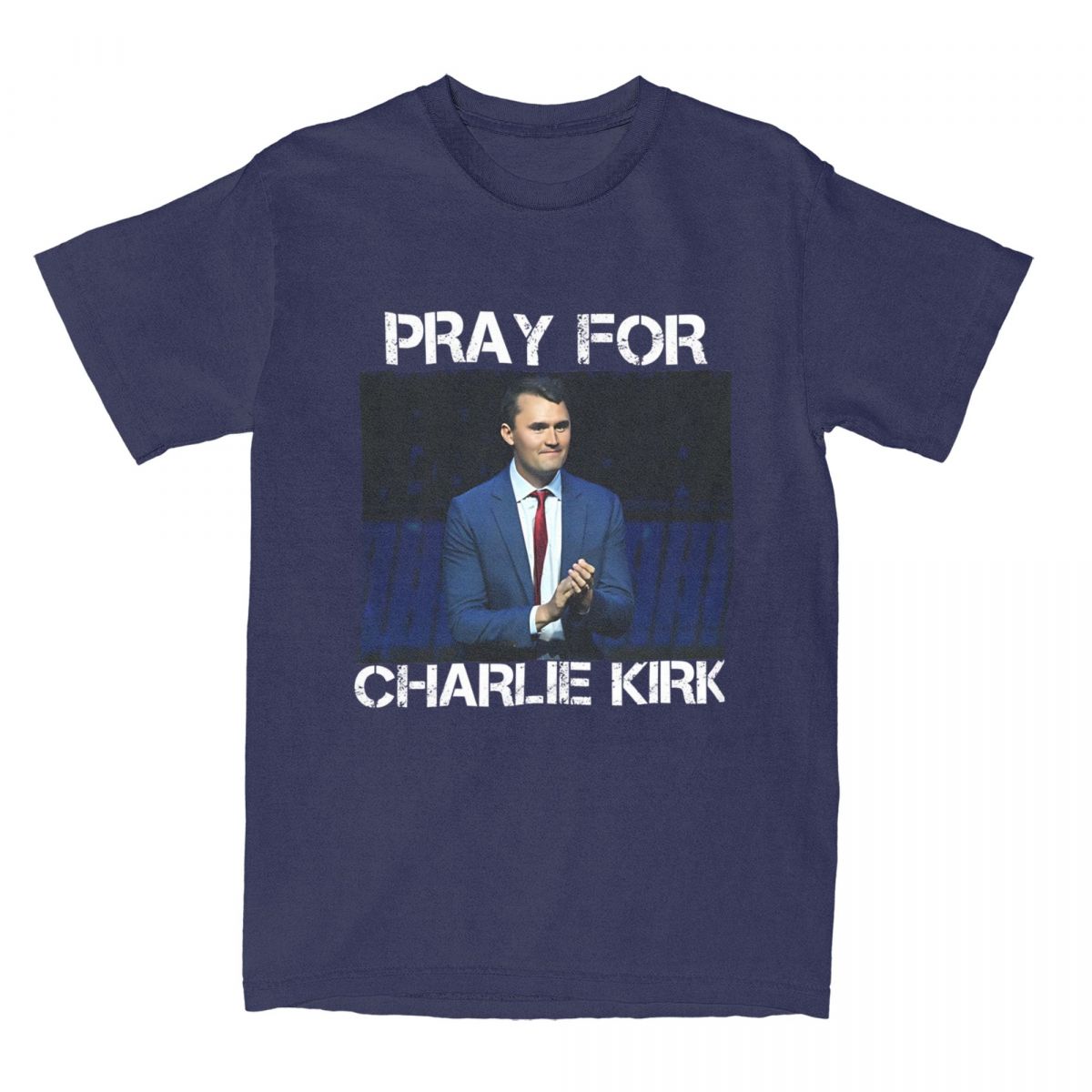 

Men Women Pray For Charlie Kirk American Flag T Shirt Pure Cotton Clothing Funny Short Sleeve Round Neck Tee Shirt 4XL