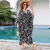 European & American Cotton Print Plus Size Loose Beach Dress Cover-Up for Women