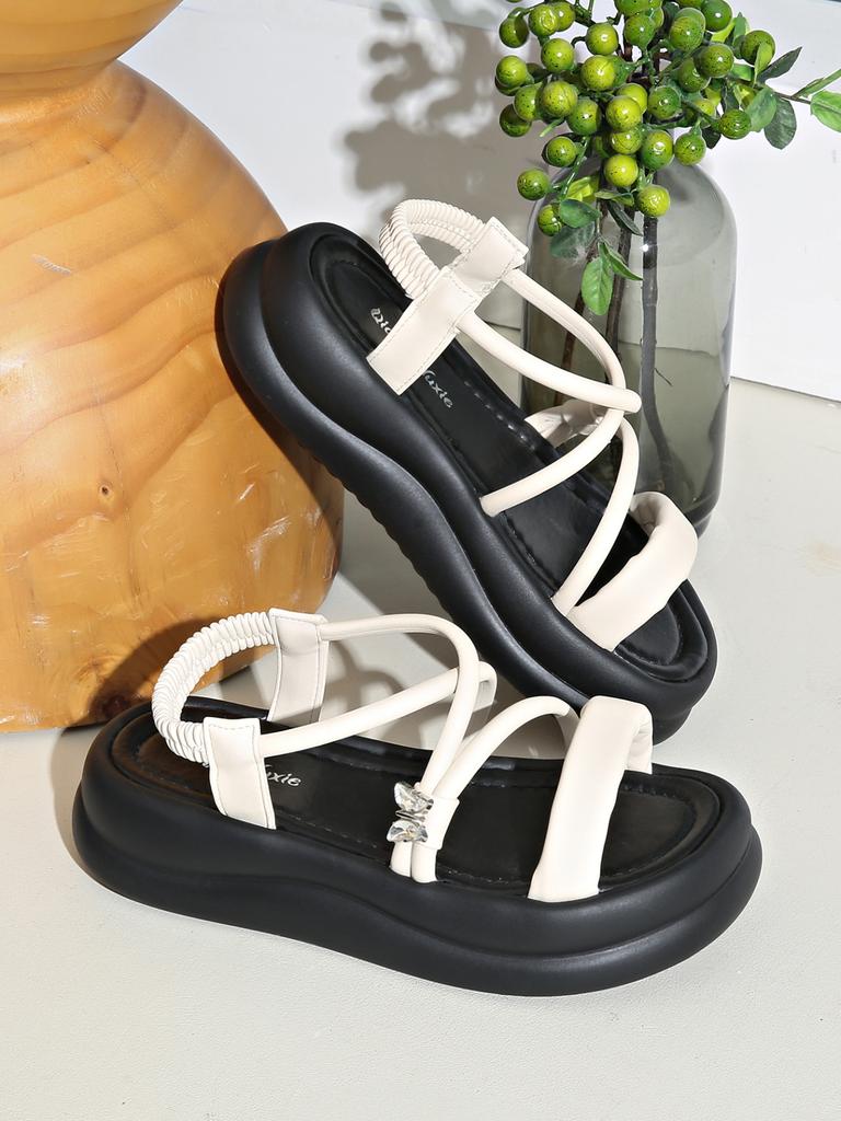 Fashion Women's Fashion Trend Anti-slip Wear Comfortable Soft Soled Bright Sandals with Belt