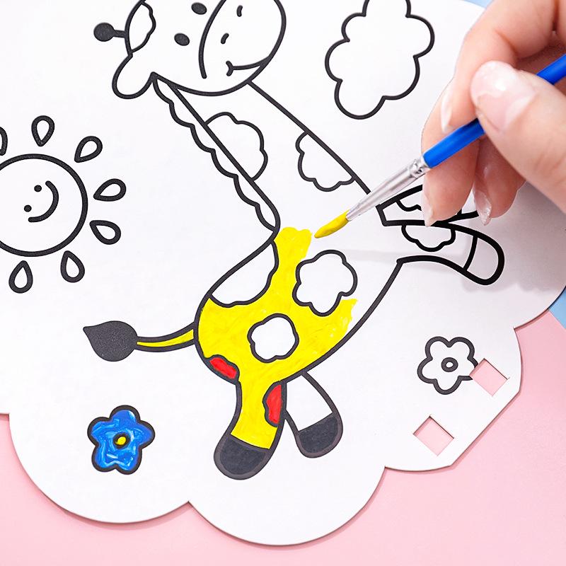 Children's DIY Cartoon Graffiti Fan – Creative Kindergarten Birthday Gift & Class Prize.