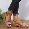 2024 Wedges Sandals for Women 4.5cm Heels Golden Platform Women's Sandals Summer Shoes Chaussures Femme Sandales Size 43 Slides