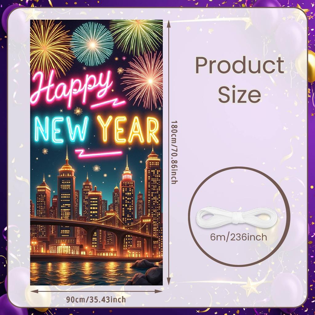 Happy New Year Banner Festive Party Backdrop Night Party Banner Urban Landscape Event Banner For Festive Gathering Outdoor