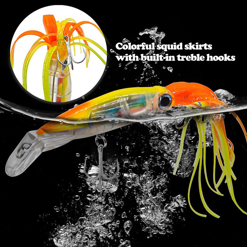 Sea Fishing Long Shot Big Octopus Squid Bait Luya Bait Fake Bait With Beard Plastic Squid Bait