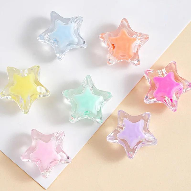 Clear Acrylic Inner Color Five-Pointed Star Hand-Knitted Bracelet Hair Tie Bead DIY Kit