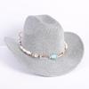 Popular European and American Classic Western Denim Straw Hat, Men's and Women's Fashion Outdoor Sunscreen Sequined Straw Hat