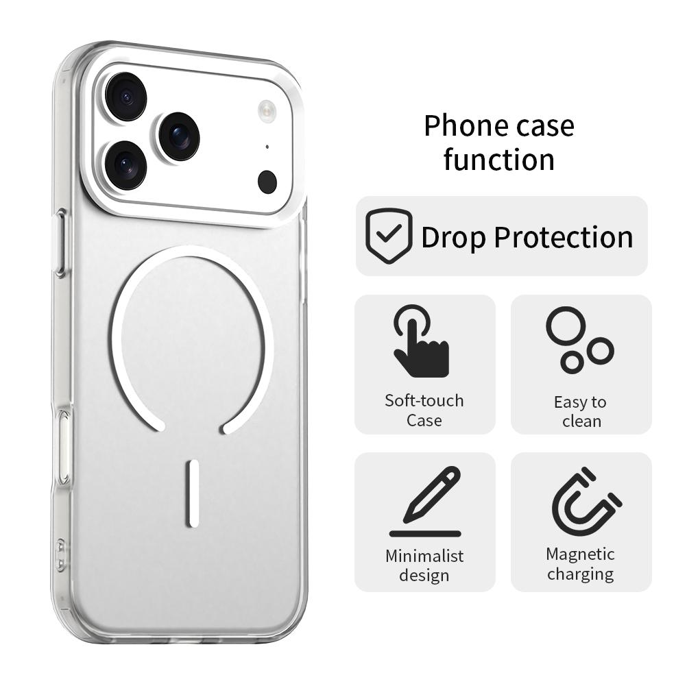 For iPhone 17 Pro Max C-shaped Magnetic Case Candy Color PC + TPU + PET Phone Cover