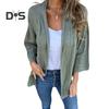 Women Coat Loose Fit Basic Collar Long Sleeve Top Solid Color Open Front Outwear Spring Autumn Casual Daily Wear