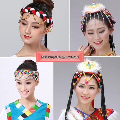 Tibetanischer Stil Damen geflochtenes Kopfschmuck Ethnisches Tanzkostüm Haar Accessoire