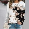 Round neck long sleeved printed elegant casual streetwear
