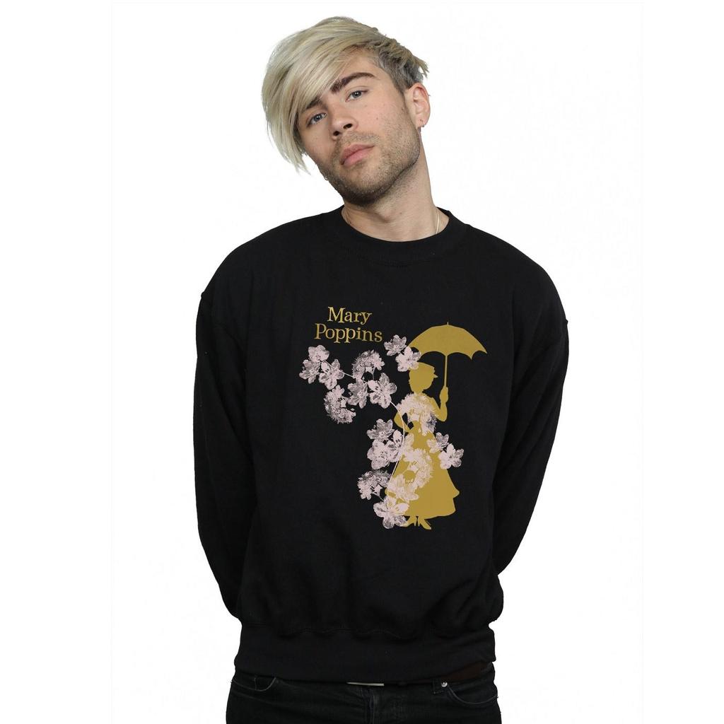 Disney Mens Mary Poppins Floral Silhouette Sweatshirt