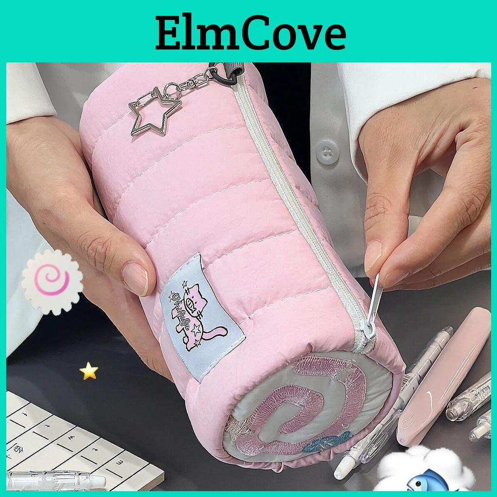 Pencil Roll Pink Case Towel Kawaii Soft Pen Storage Bag Cosmetic Pouch Cartoon Large Capacity Student Stationery School Supplies
