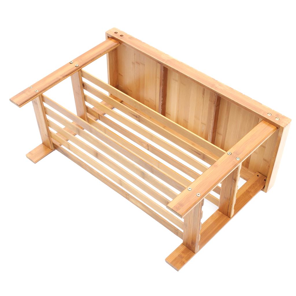 Natural Bamboo Shoe Bench 2-Tier Shoe Storage Rack Shelf Organizer Furniture New Natural Bamboo Shoe Bench 2-Tier Shoe Storage Rack Shelf Organizer Furniture New
