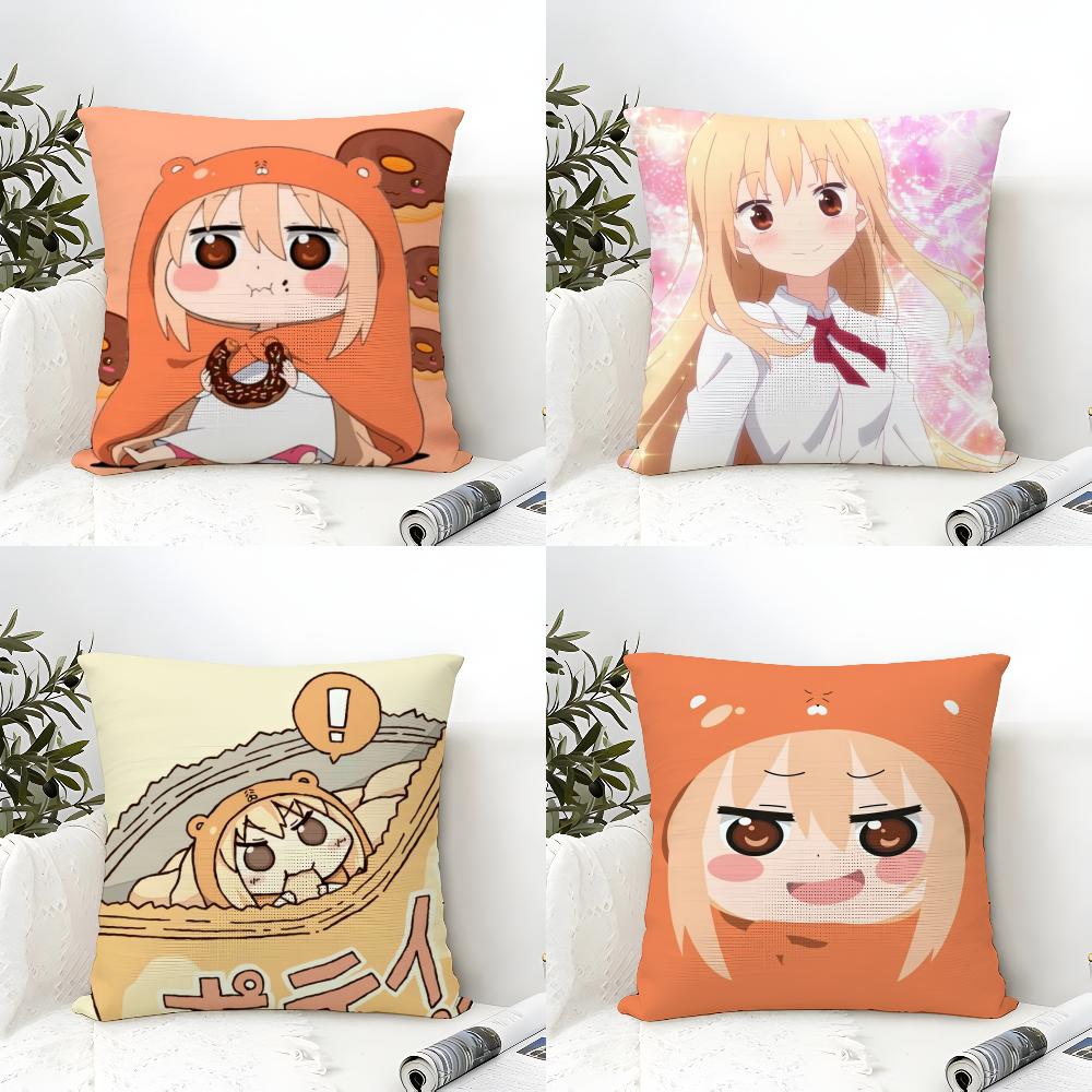 Cute U-umaru D-doma Anime Pillow Case Natural Linen Double-Sided Printing Sofa Home Decor Cushion Cover
