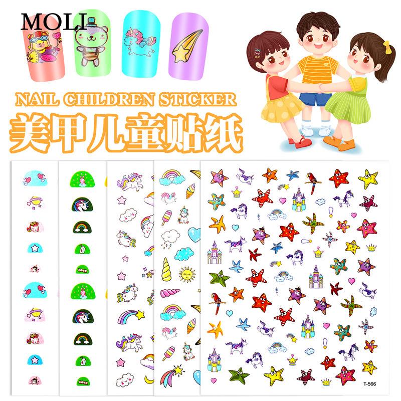 

8 шт./1 комплект наклеек для ногтей, набор наклеек для детей, наклейки для дизайна ногтей с единорогом, радужными конфетами и звездами для детей