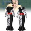 Fantasy-themed Cruella Cosplay Dress With Soft Fabric And Fur Collar