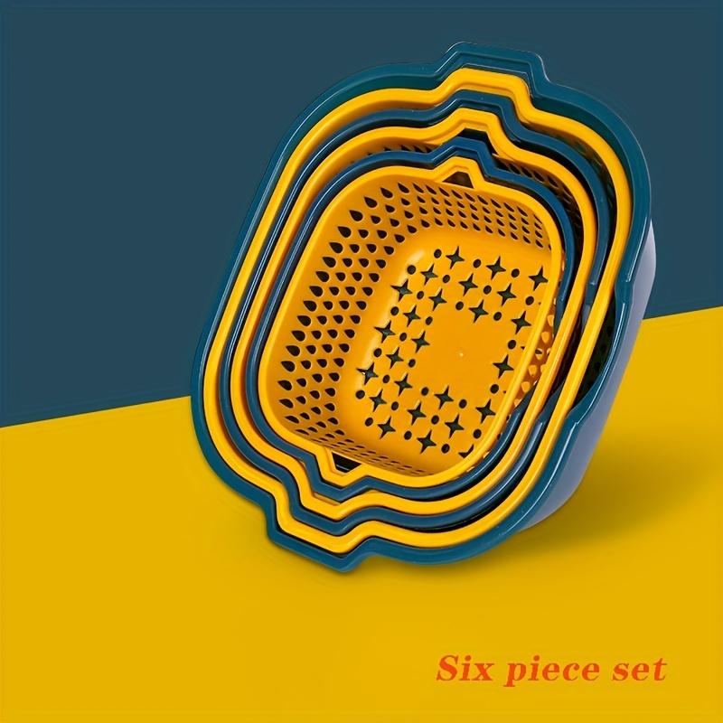 

Набор из 6 штук Двухслойный таз для мытья овощей, Многофункциональная кухонная корзина для слива для мытья, Корзина для хранения для мытья фруктов и овощей 6pcs