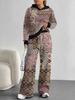 1116 European and American Autumn/Winter Casual Color Patchwork Long-Sleeve Set, Women's Hoodie and Long Pants Set