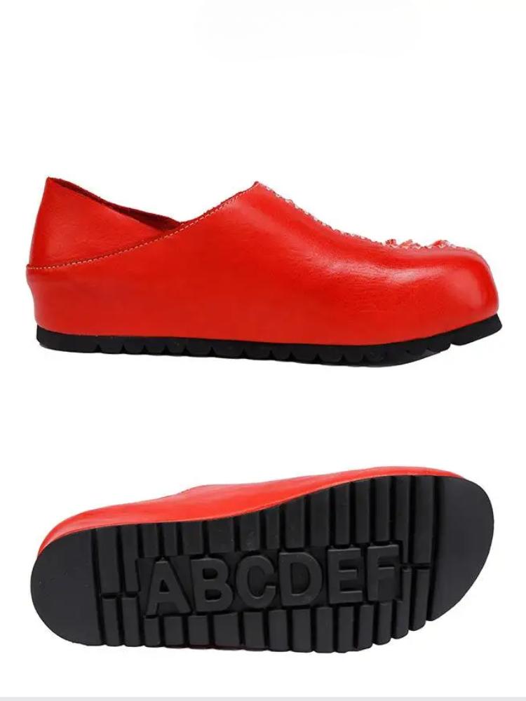 Johnature Hakiki Deri Kadın Ayakkabıları Yüksek Kalite Tam Deri Mokasen Çok Yönlü Düz Dört Mevsim Ayakkabı