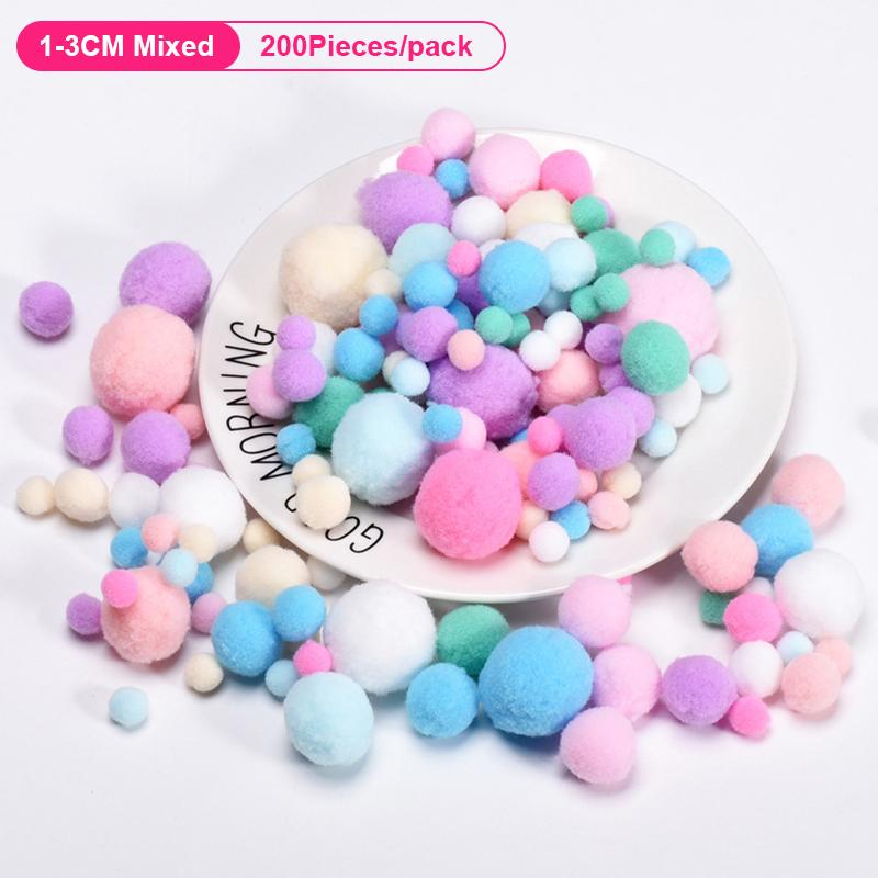 

200 шт./лот 10-30 мм помпоны цвета конфеты меховые шарики красочные пушистые помпоны шарики меховые шарики для DIY украшения ручной работы детали as the picture