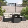 Ensemble de canapé de jardin de 6 pièces avec coussins en rattan poly noir, Canapé de jardin 2 places avec rangement 3357540
