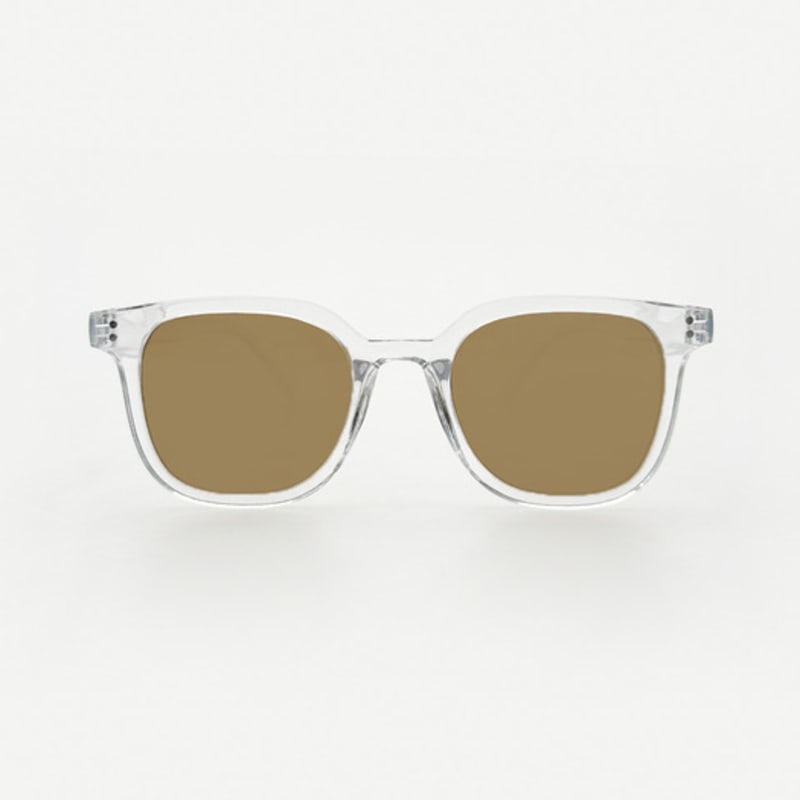 KOLEAT WOMEN Layered Horn-Rimmed Transparent Brown Square Round UV Protection Sunglasses [SRDTR]