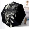 1pc Owl Feathers Automatic Open/Close Umbrella - Compact Travel Umbrella with 8-Rib Durable Frame, Lightweight & Portable Design Z18