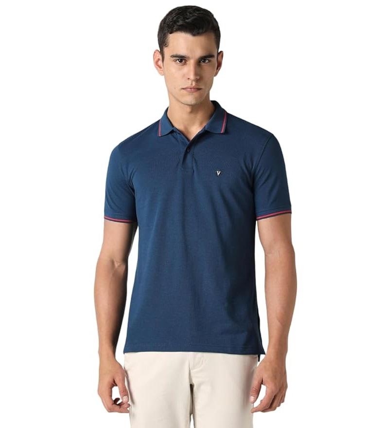 

Men s Cotton Solid Regular Fit Collar Polo T-Shirt - Nautical M